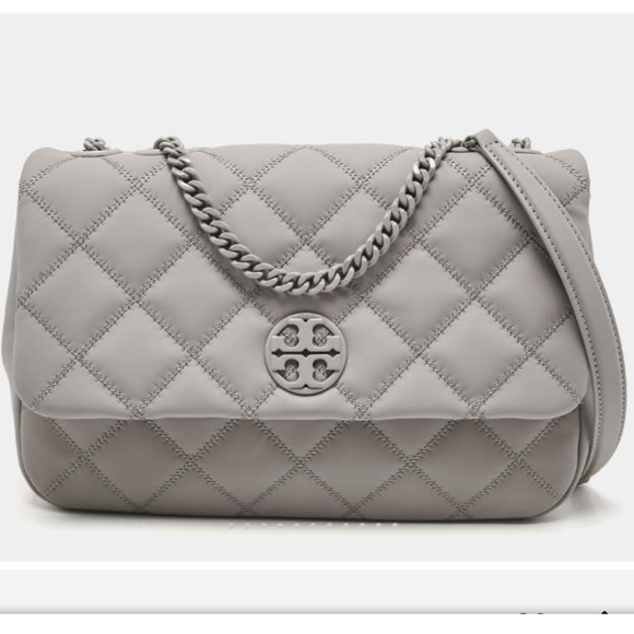 Tory Burch Handbags - Tory BurchTory Burch Grey Quilted Leather Willa Matte Shoulder Bag $299